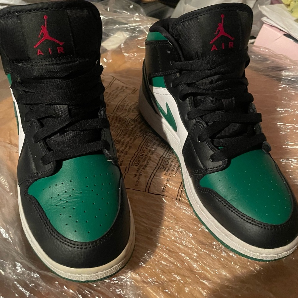 Nike Kids Sneakers - Black and Green with Red Accents